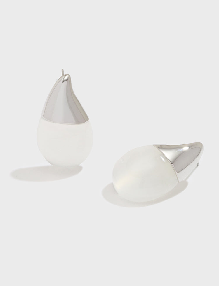 金属白玛瑙拼接耳环 Agate Embellished Earrings