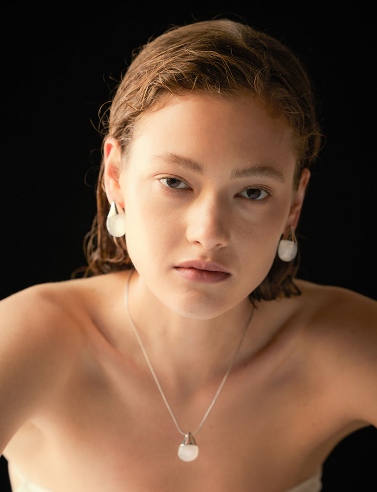 金属白玛瑙拼接耳环 Agate Embellished Earrings