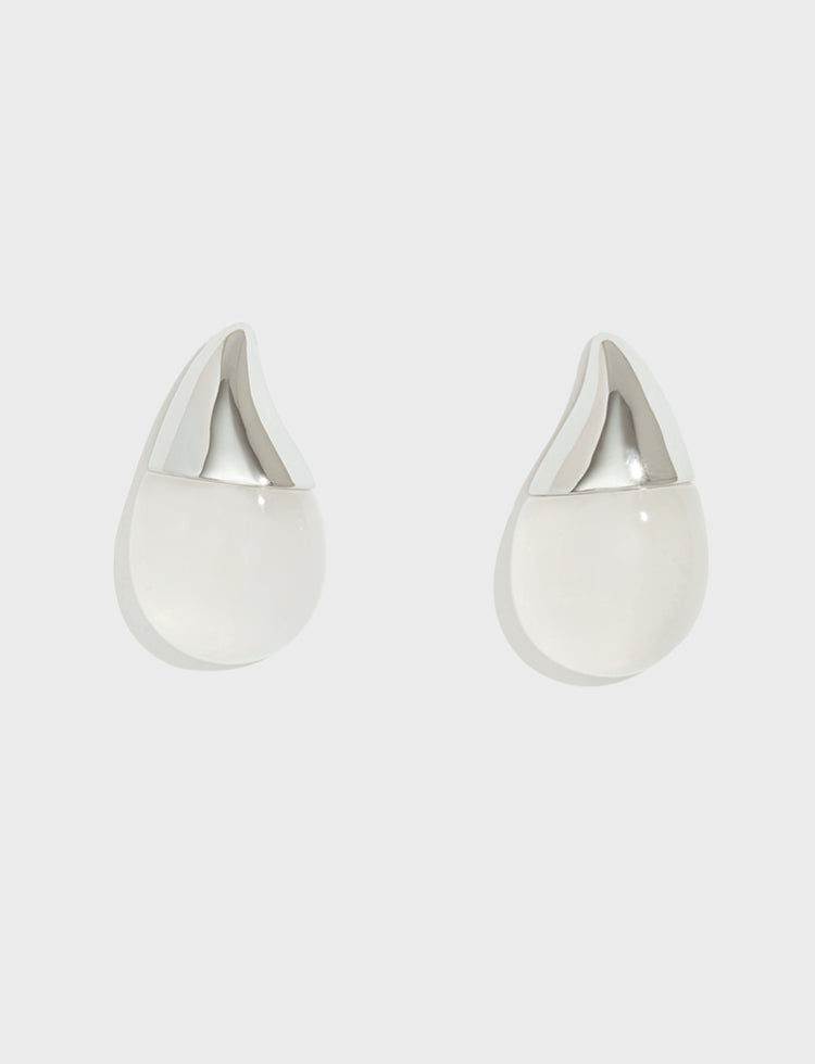 金属白玛瑙拼接耳环 Agate Embellished Earrings