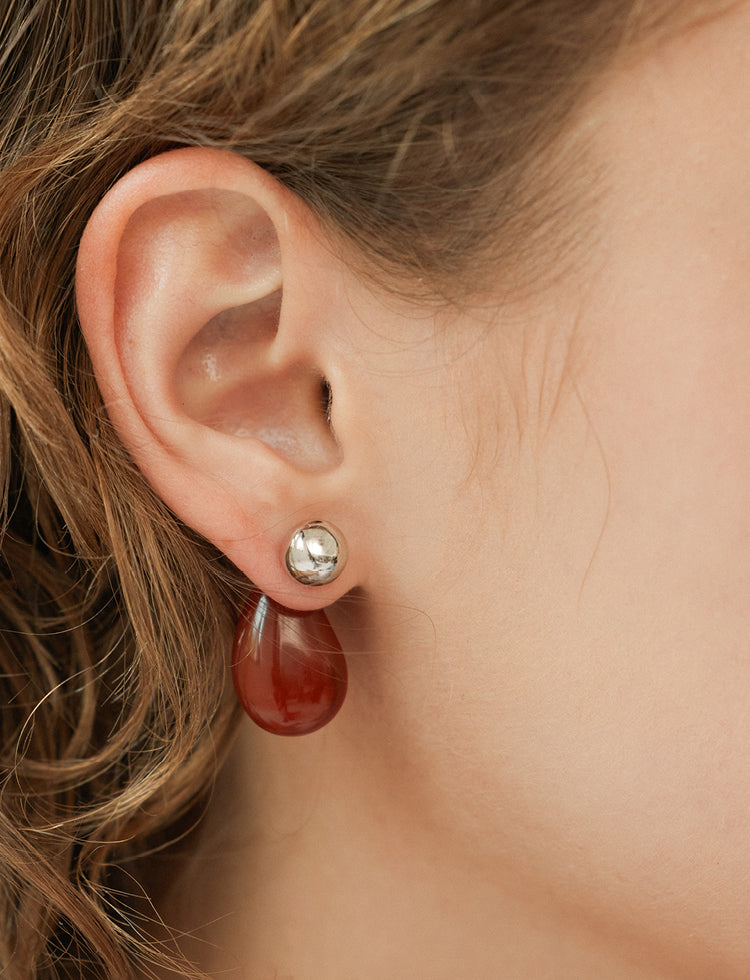 水滴红玛瑙耳环 Water Drop Red Agate Earrings