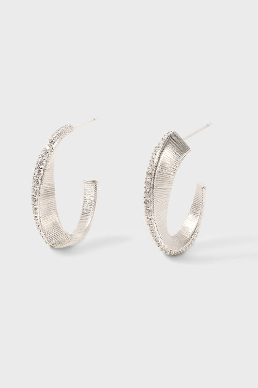 密镶锆石拉丝耳圈 Star Orbit Zicron Hoops