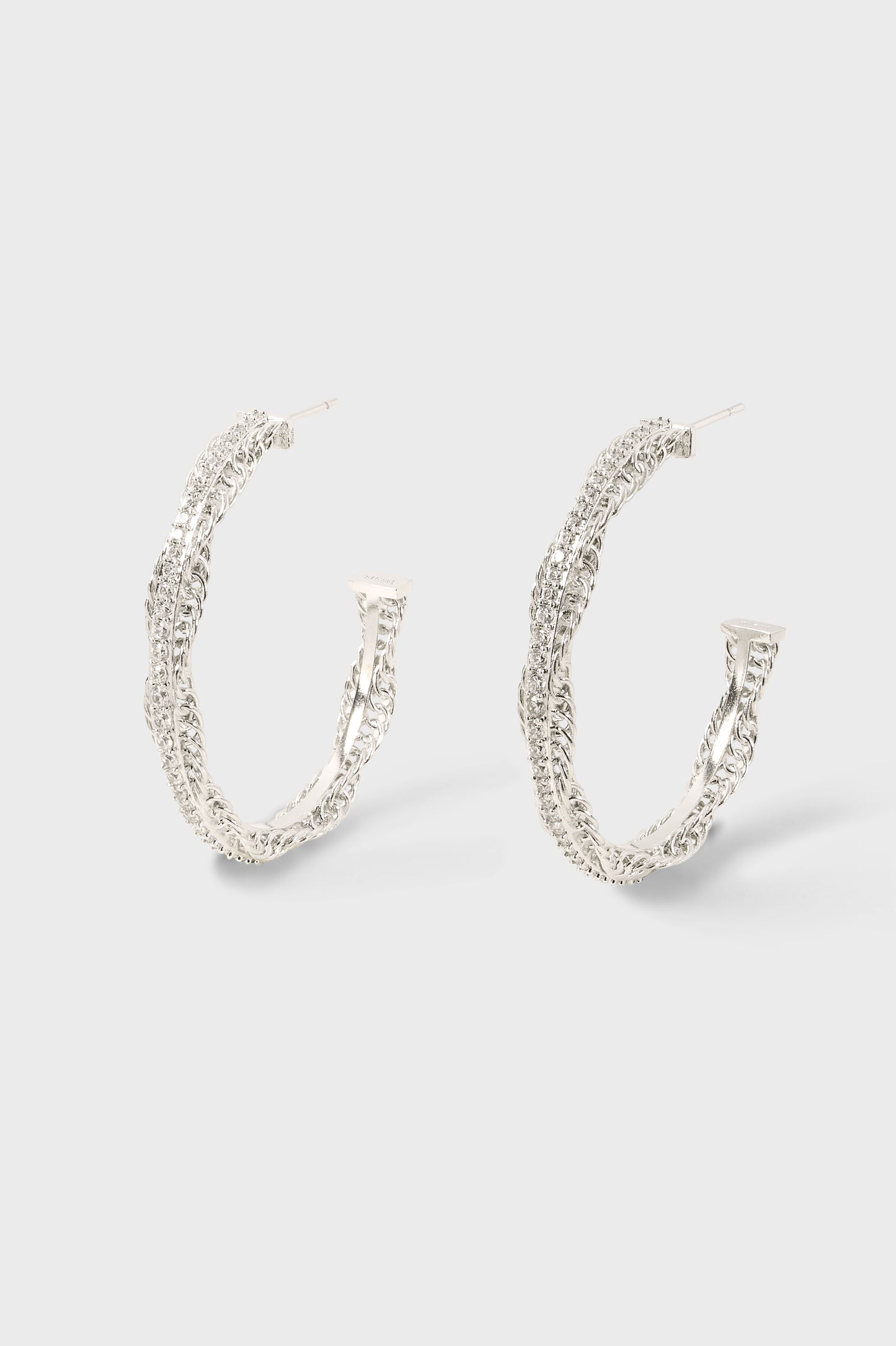 密镶锆石链条纽花耳圈 Starlink Zicron Hoops