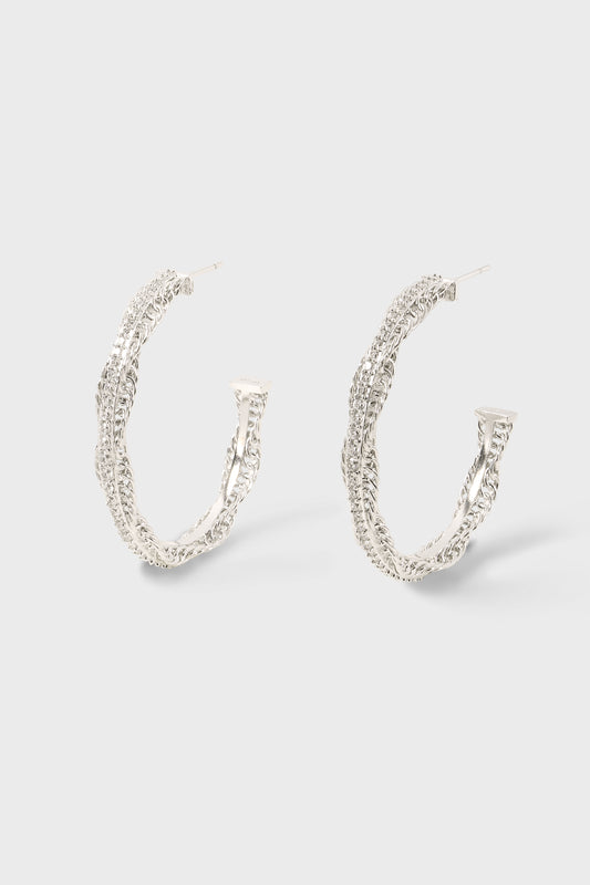 密镶锆石链条纽花耳圈 Starlink Zicron Hoops