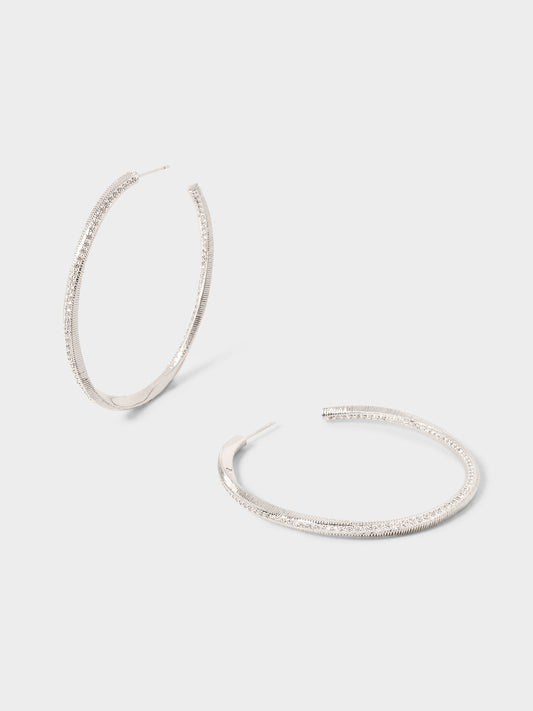 密镶锆石拉丝大耳圈 Star Orbit Zicron Large Hoops