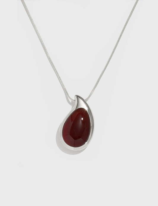 大款水滴镶红玛瑙项链 Water Drop Red Agate Necklace (Large)