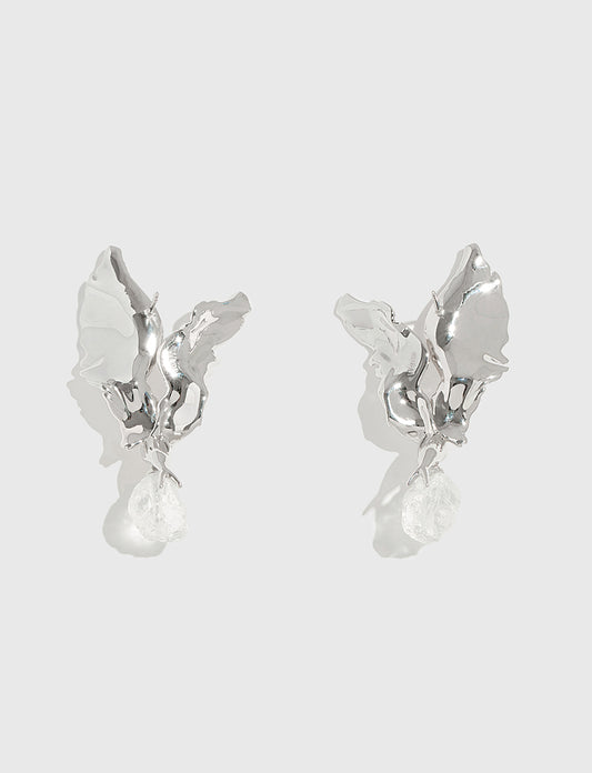 飞鸟镶白水晶耳环 Stray Birds White Crystal Earrings