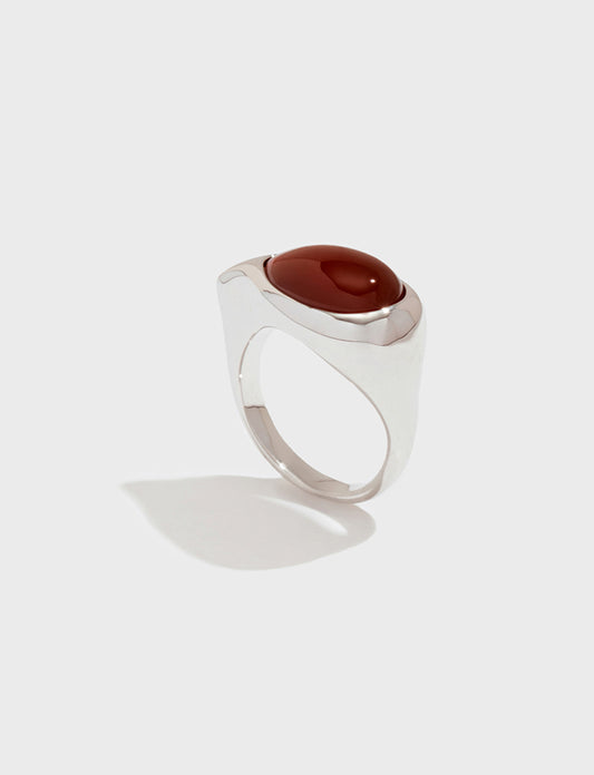 水滴镶红玛瑙戒指 Water Drop Red Agate Ring