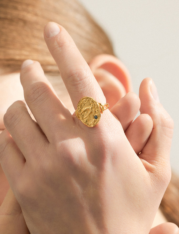 飞鸟金币戒指 Stray Birds Gold Coin Ring