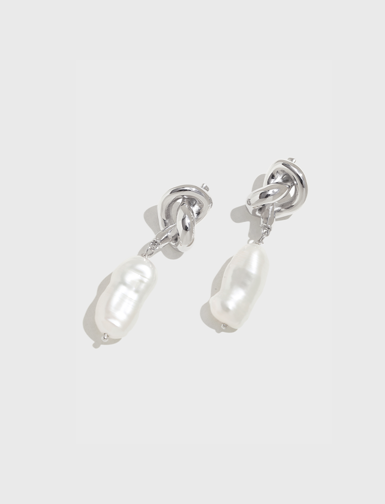 绳结珍珠吊坠耳环 Pearl Pendant Knot Earrings