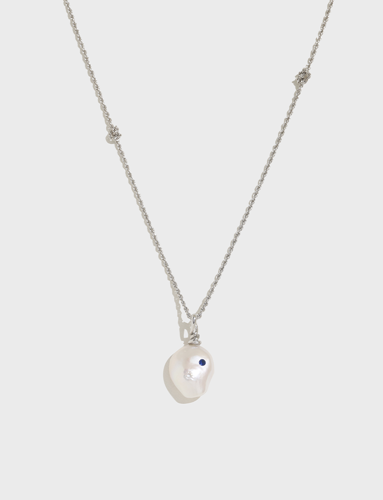 巴洛克吊坠绳结打结项链 Pearl Pendant Knot Necklace