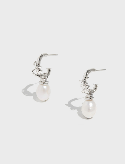 绳结圈圈珍珠耳环 Pearl Knot Earrings