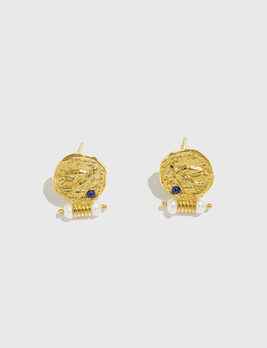 飞鸟金币耳环 Stray Birds Gold Coin Earrings