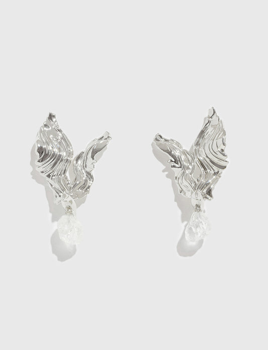 飞鸟镶白水晶耳环 Stray Birds White Crystal Earrings