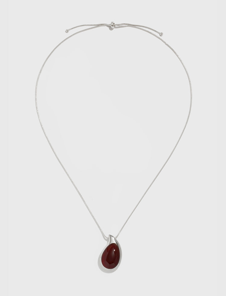 大款水滴镶红玛瑙项链 Water Drop Red Agate Necklace (Large)