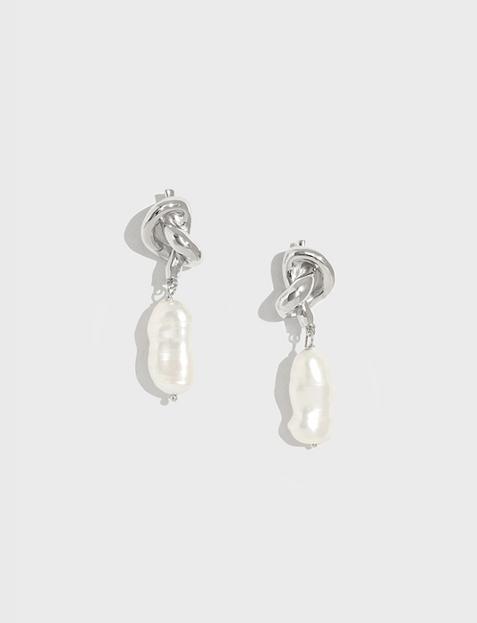 绳结珍珠吊坠耳环 Pearl Pendant Knot Earrings