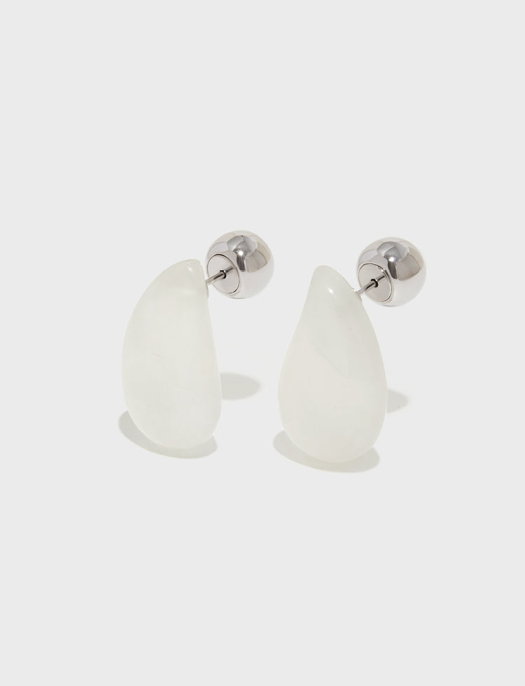 水滴白玛瑙耳环 Water Drop White Agate Earrings