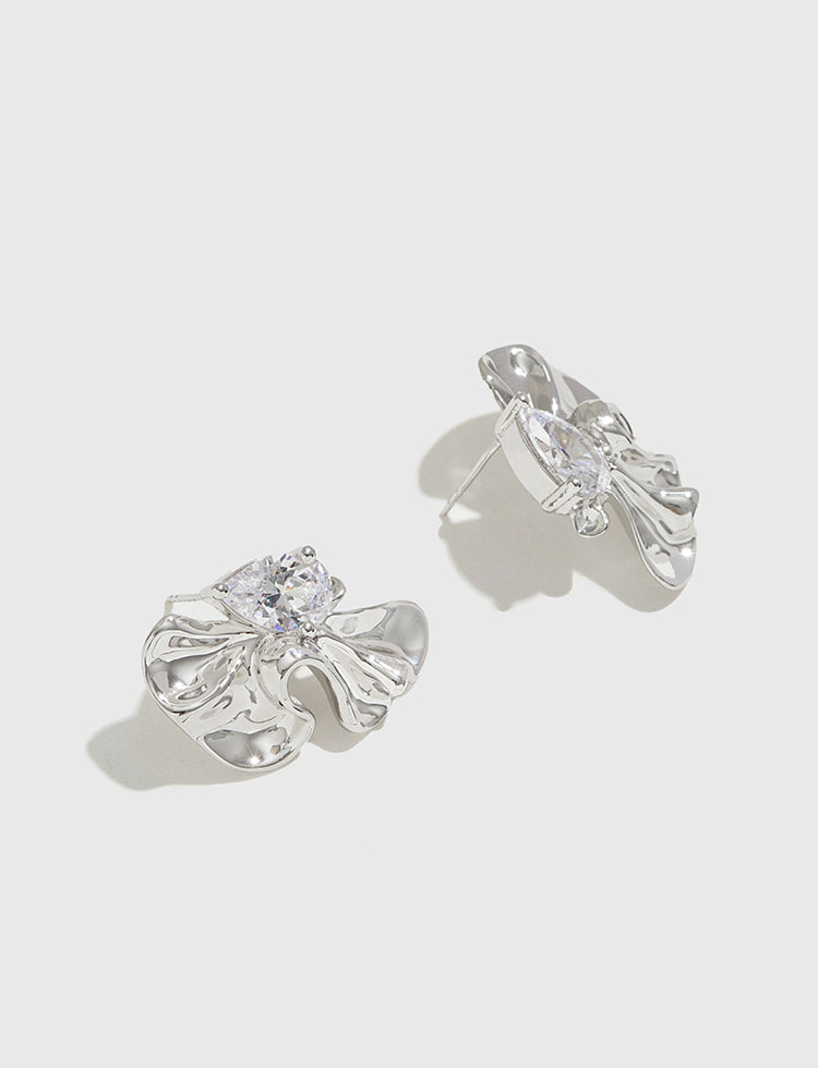 抽象裙摆镶梨形锆石耳环 Serpentine Artistic Zircon Earrings