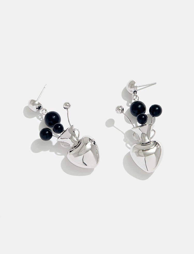 酒瓶镶嵌黑玛瑙果实耳环 Bottle Earrings