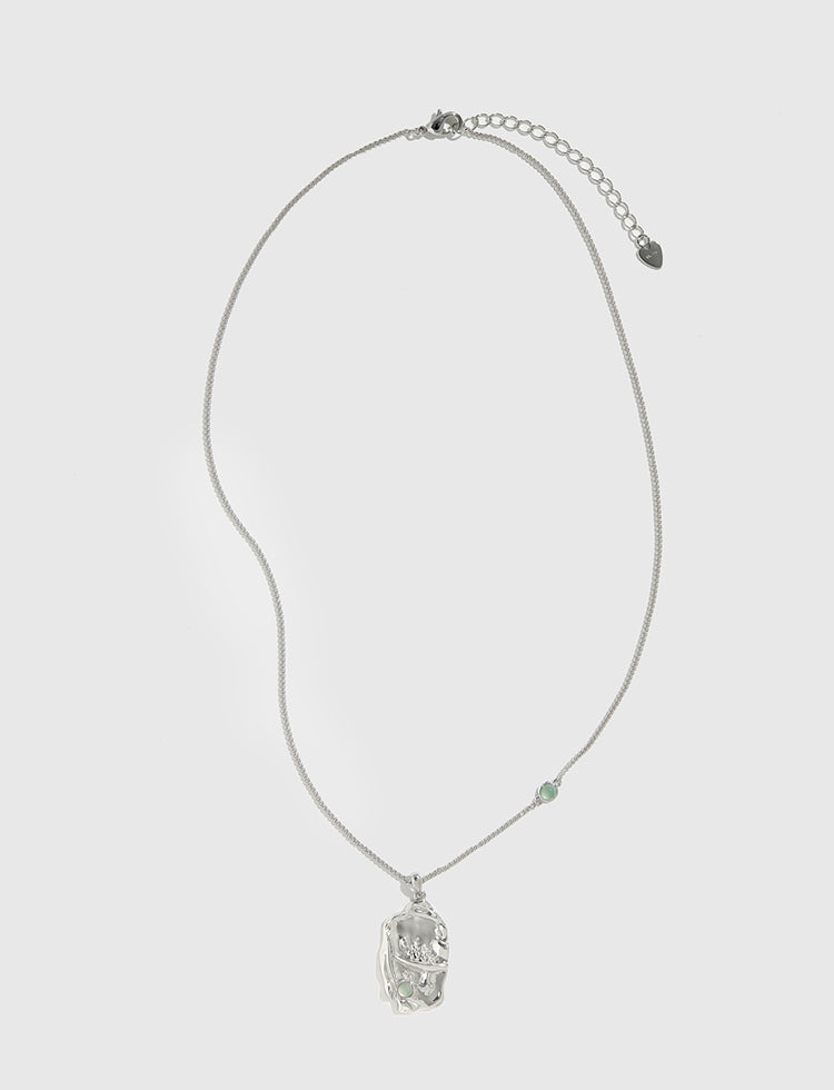 浮雕镶石项链 Embossed Prehnite Necklace