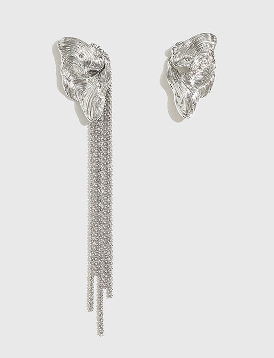 抽象蝴蝶纹理不对称流苏可拆卸耳环 Serpentine Artistic Asymmetry Tassels Earrings