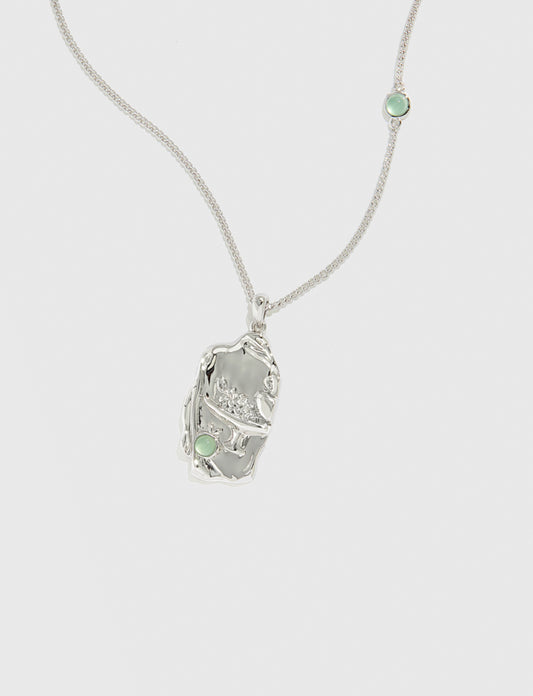 浮雕镶石项链 Embossed Prehnite Necklace