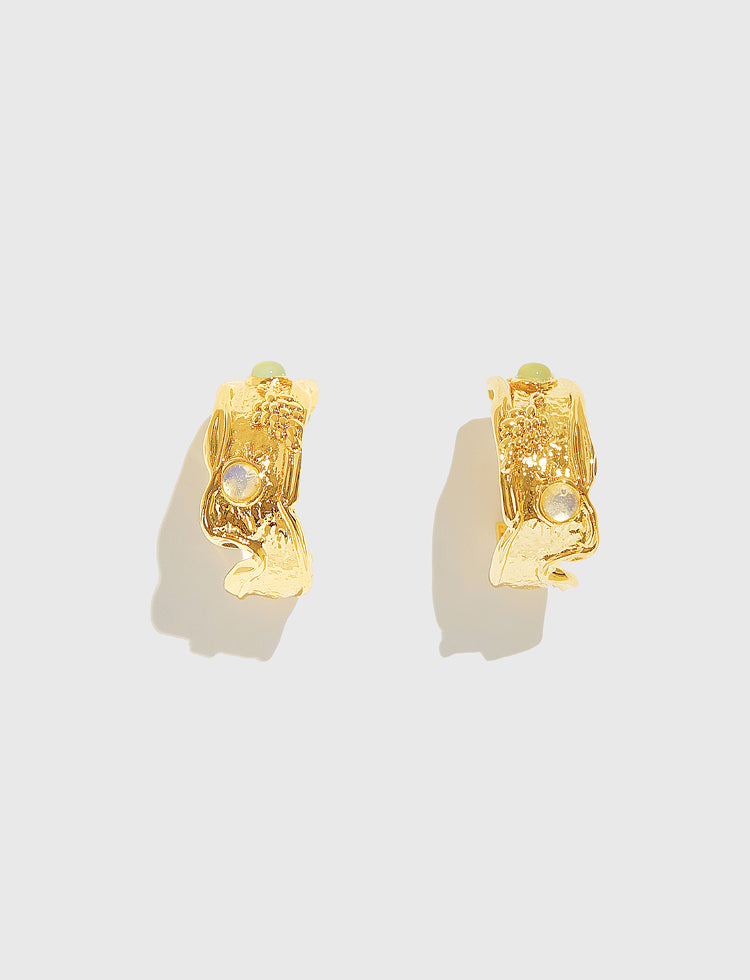 浮雕镶石耳环 Embossed Earrings