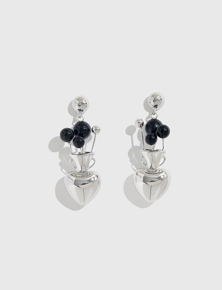 酒瓶镶嵌黑玛瑙果实耳环 Bottle Earrings