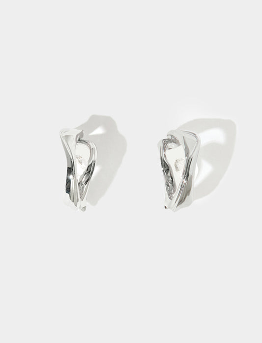 水浪磨砂肌理镶天然石耳环 Wave Polished Earrings